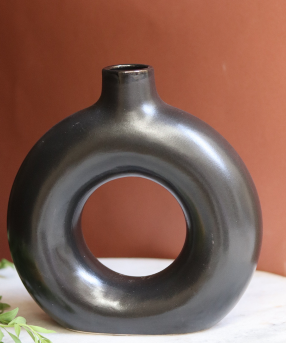 Small Donut Vase - Black